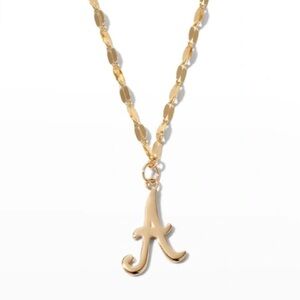 Lana Micro Cursive Initial Necklace 14k Gold in letter A